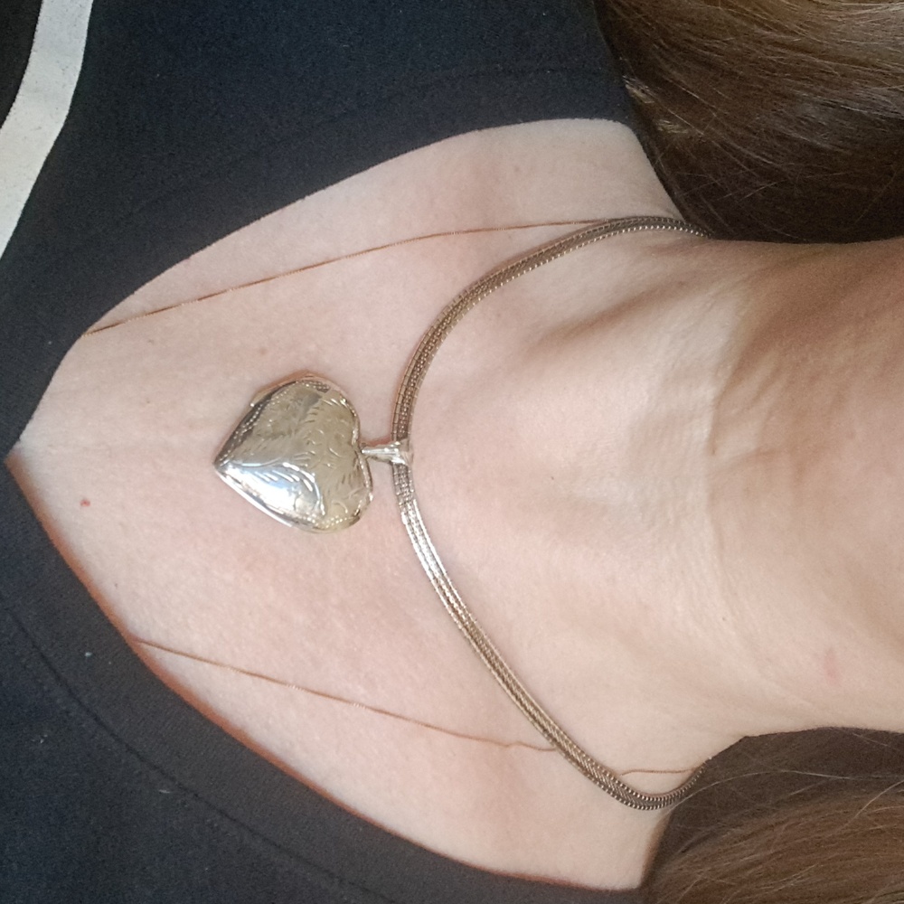 Sterling Silver Heart Locket Choker - Picture 8 of 8